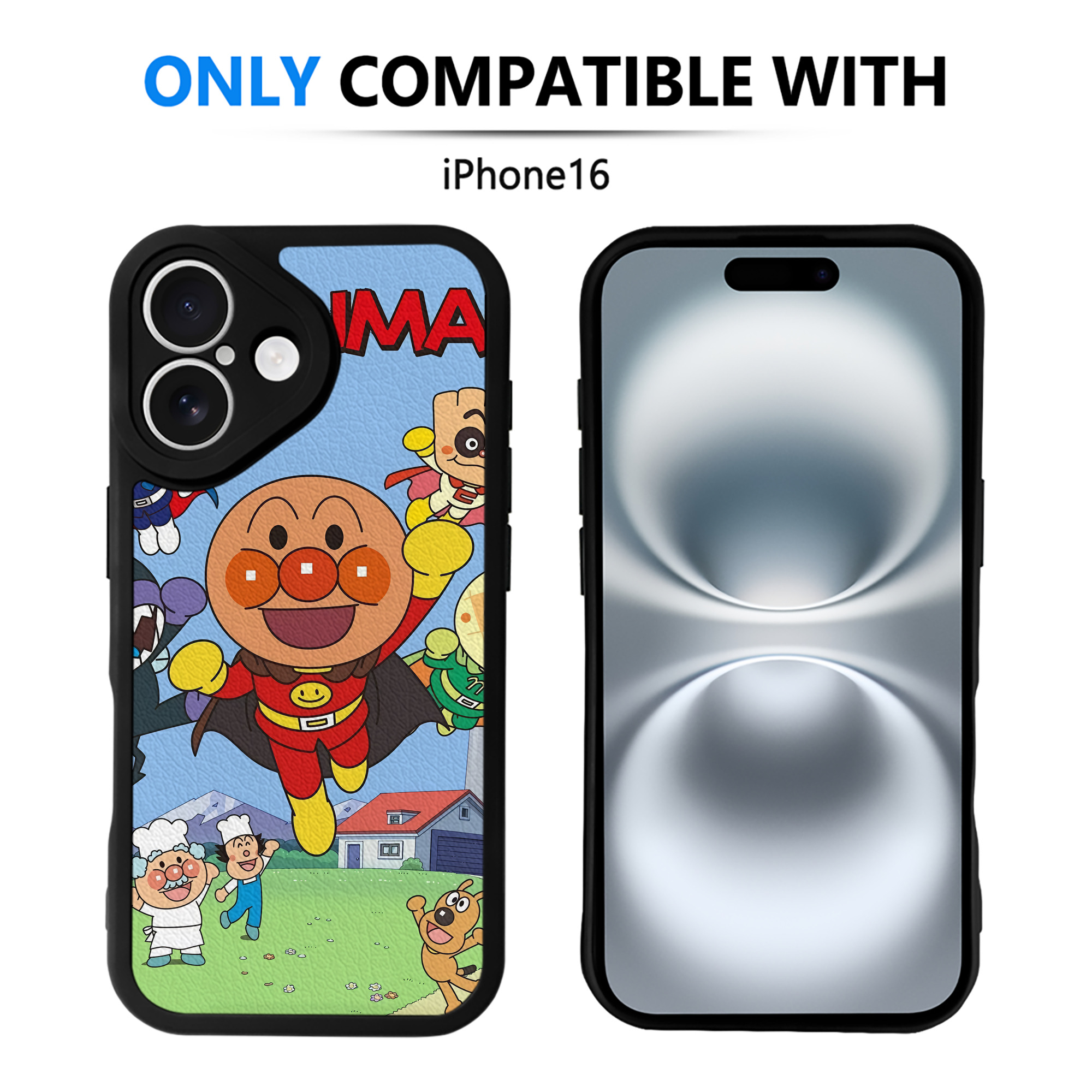 （画像用） アンパンマン Anpanman 【iPhone 16シリーズ対応】シリコンスマホケース（レザー調） 材質：シリコン